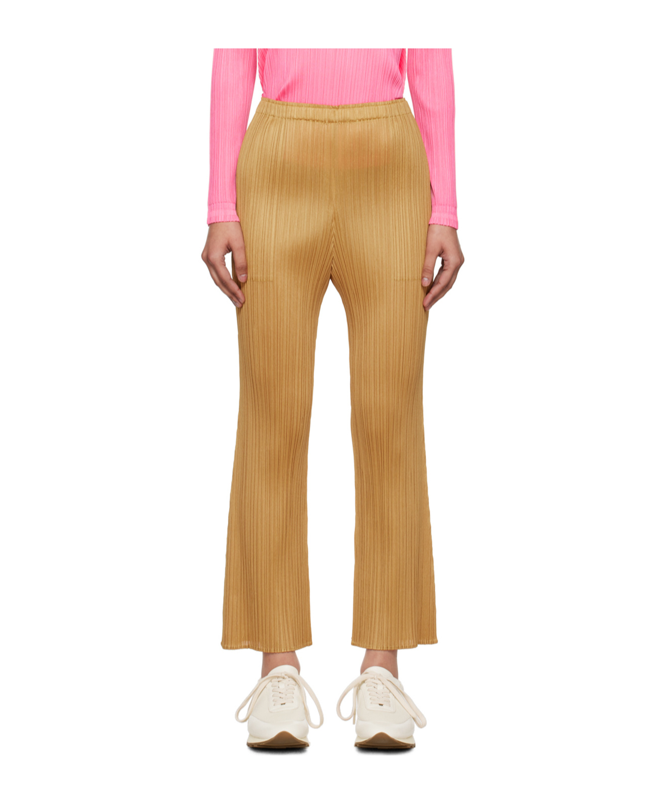Shop Issey Miyake Pleated Trousers In Brown