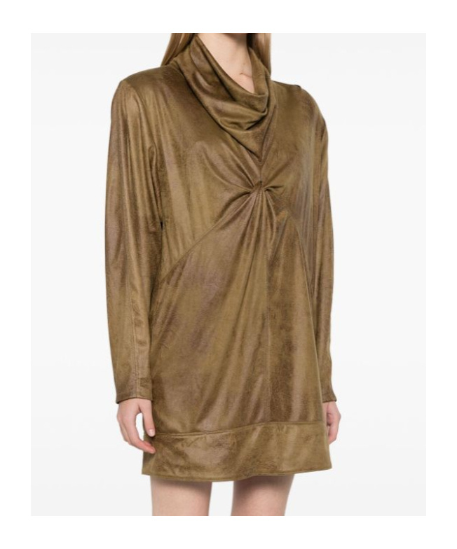 Isabel Marant Draped Neckline Knotted Detail Mini Dress In Brown