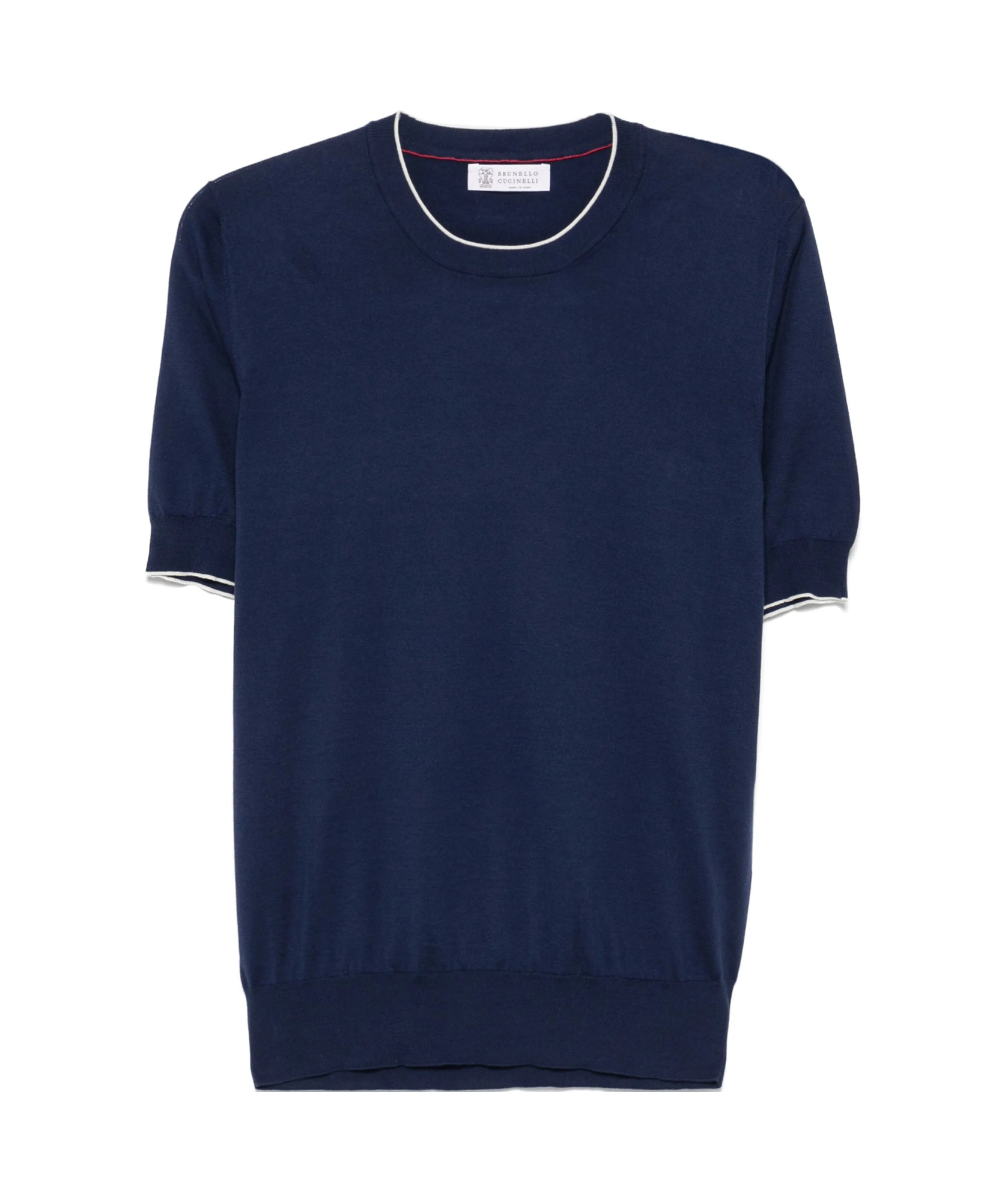 Brunello Cucinelli Cotton Lightweight Knit T-shirt With Contrast Detai In Black