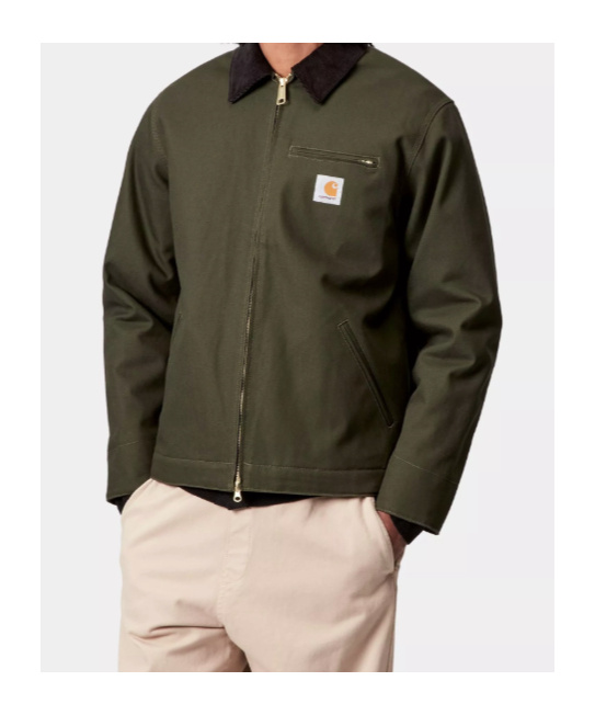 Carhartt Detroit Corduroy-trimmed Organic Cotton-canvas Jacket In Green