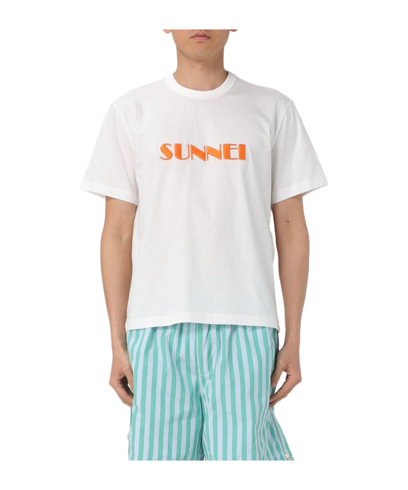 Sunnei Logo Embroidered Crewneck T-shirt In White