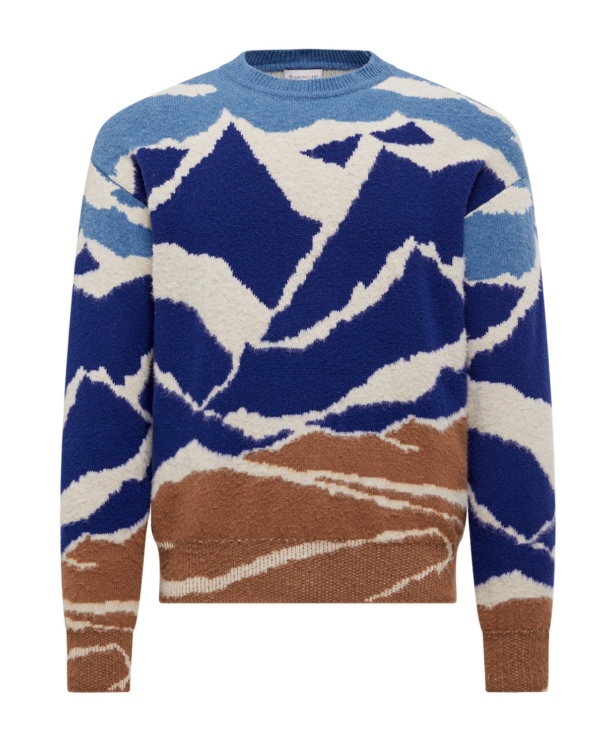 Moncler Mountain Jacquard Wool Sweater In Blue