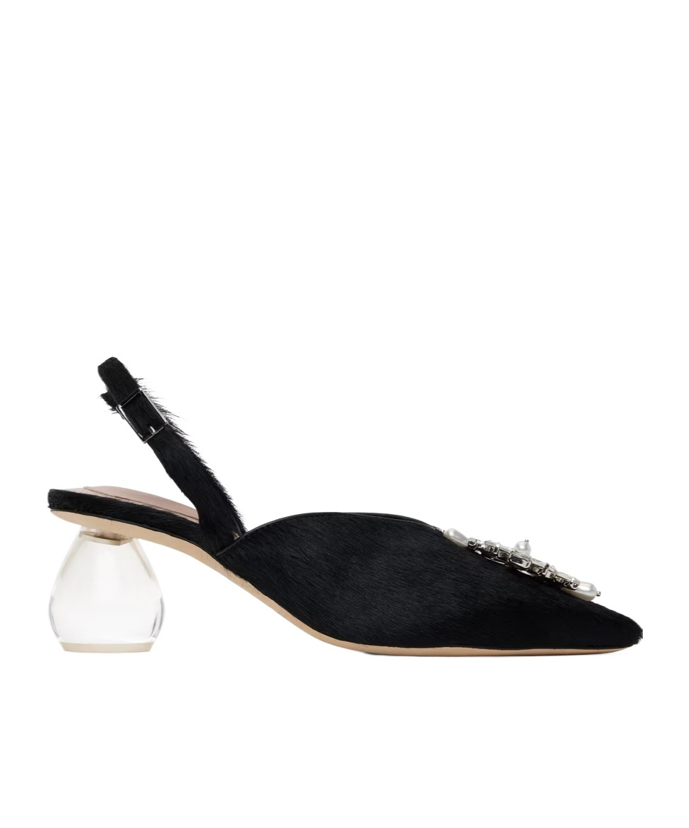 Simone Rocha Pointed Slingback High Heels In Black