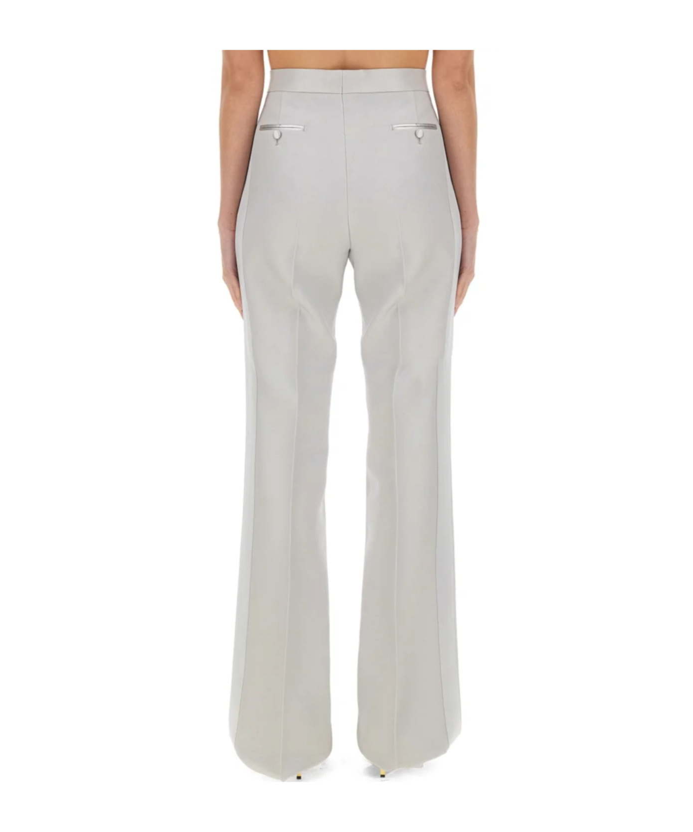 Tom Ford Lustrous Barathea Tailored Tuxedo Wide Leg Pants In Gray