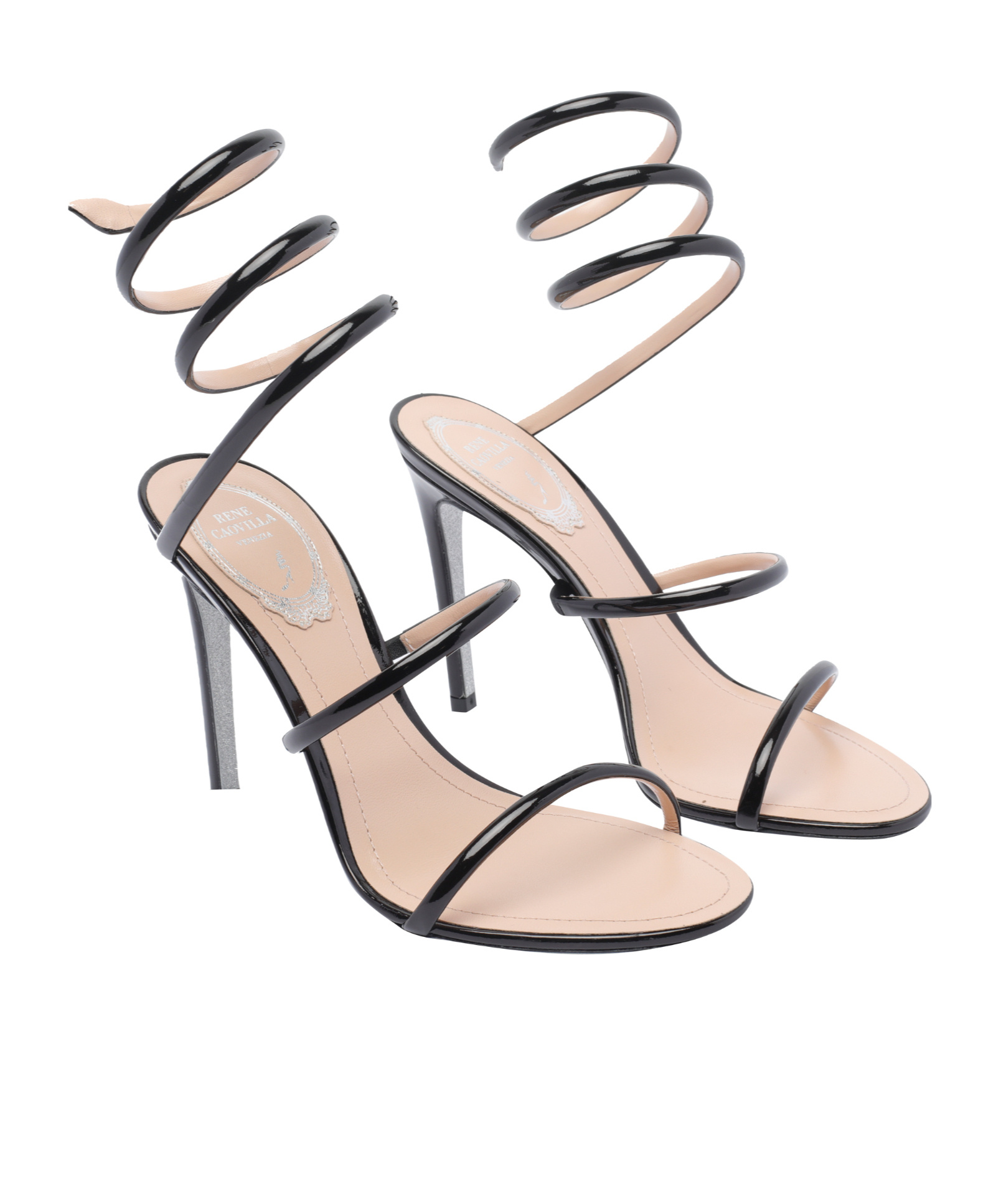 René Caovilla Cleo Spiral-wrap Patent-leather Sandals