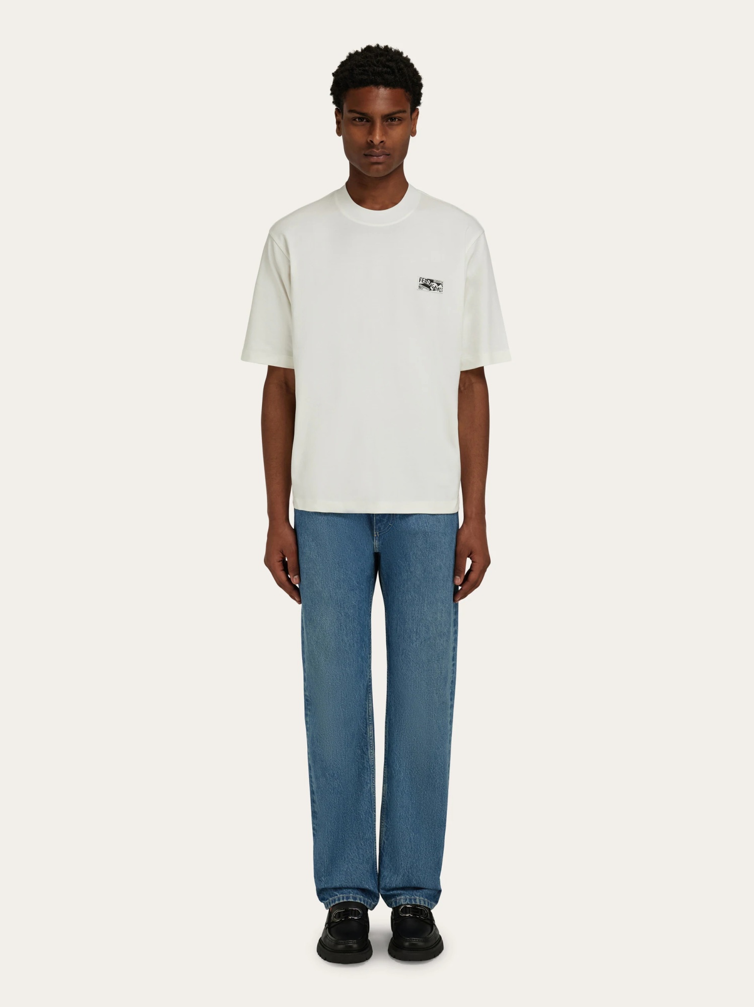Ferragamo Logo Round-necked T-shirt In White