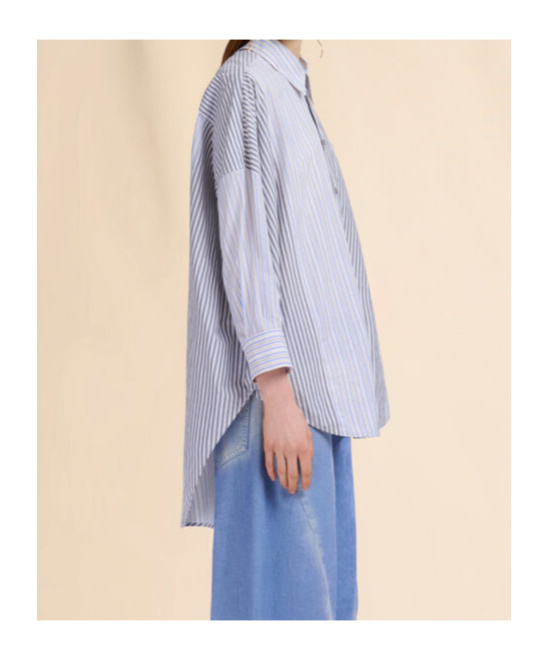Marni Womens Stn63 Oversized Striped Cotton Shirt In Blue
