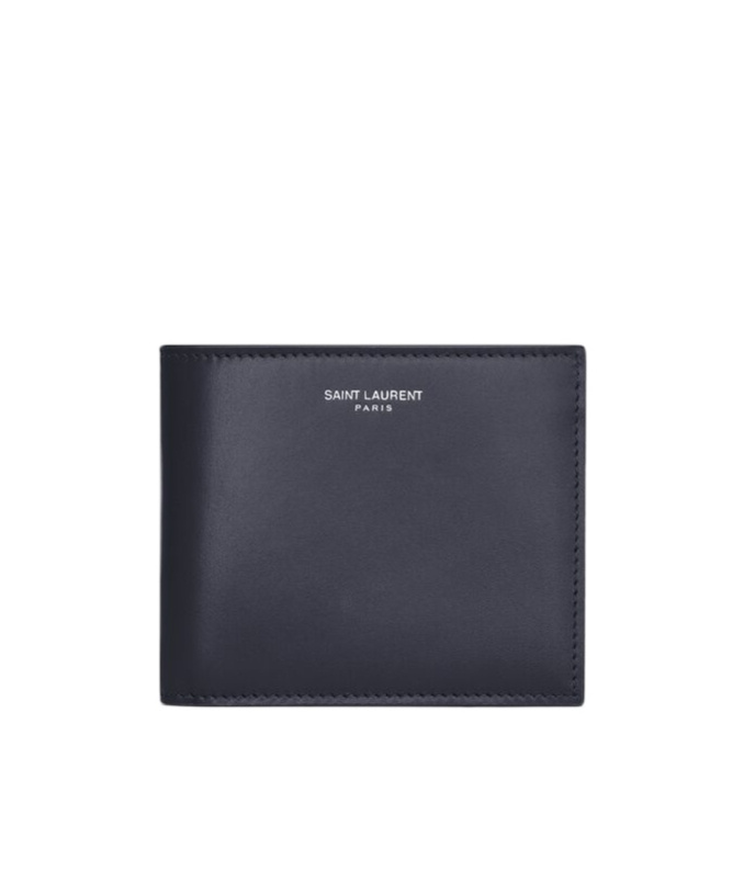Saint Laurent Calfskin East/west Wallet In Blue