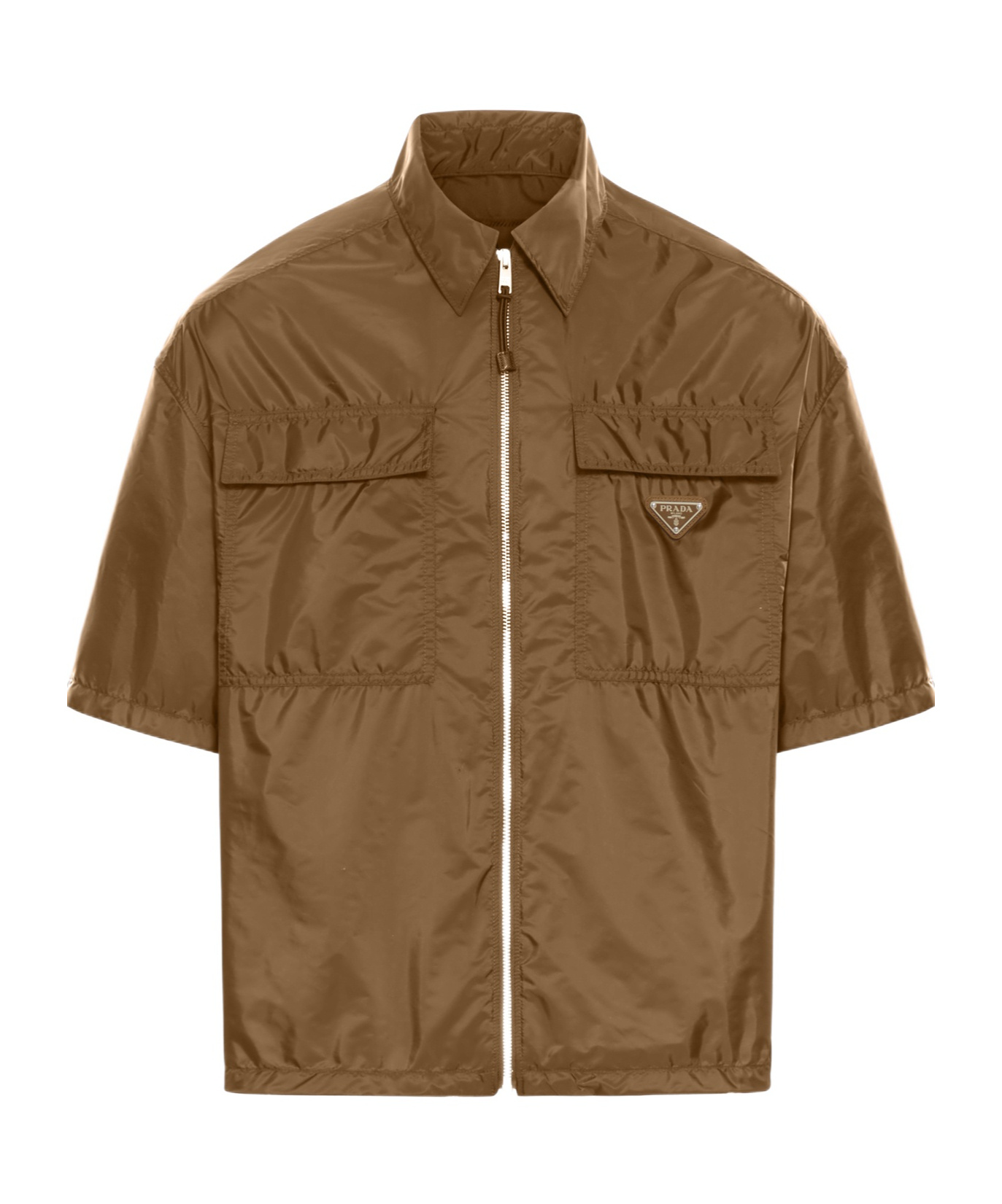 Prada Short Sleeved Shirt In Lightweight Re-nylon In Brown