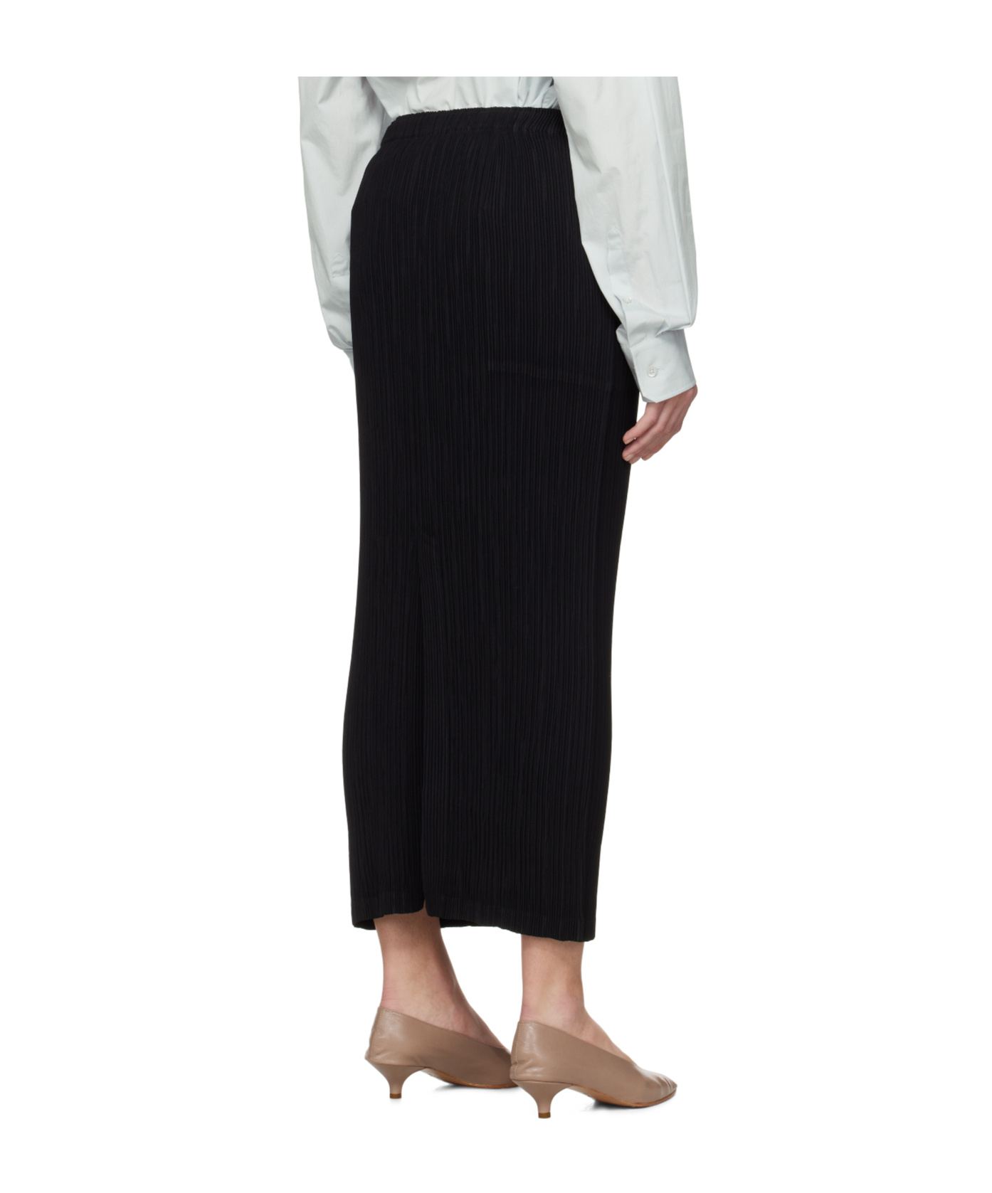Issey Miyake Hatching Bottoms Pleated Maxi Skirt In Black