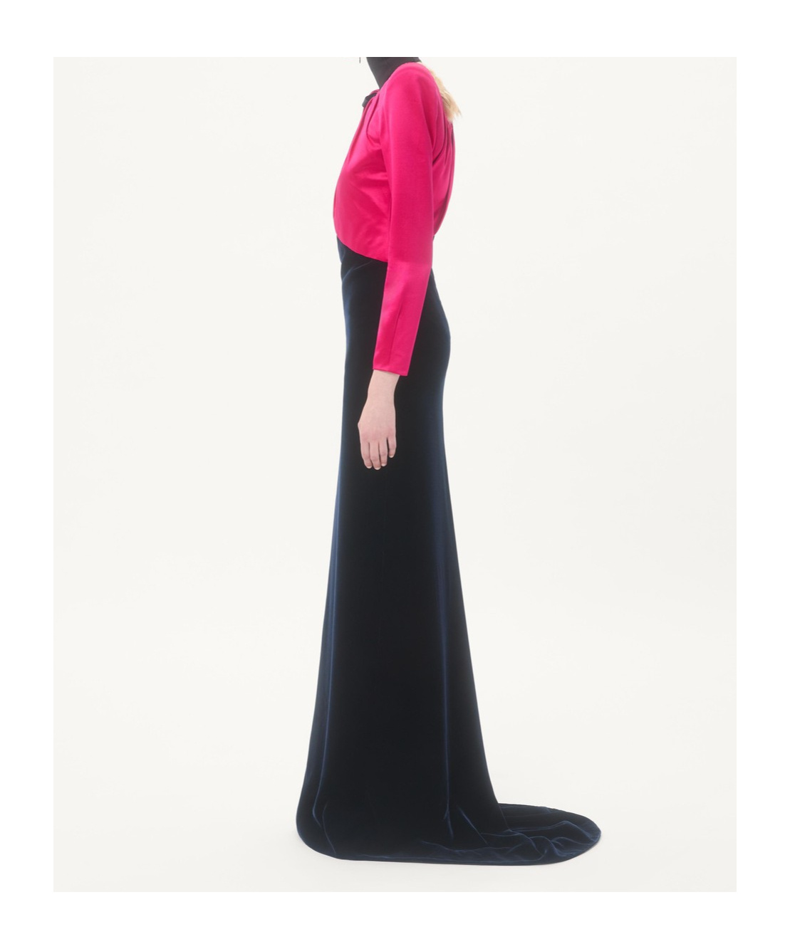 Valentino Long Dress In Sablé Velvet In Black