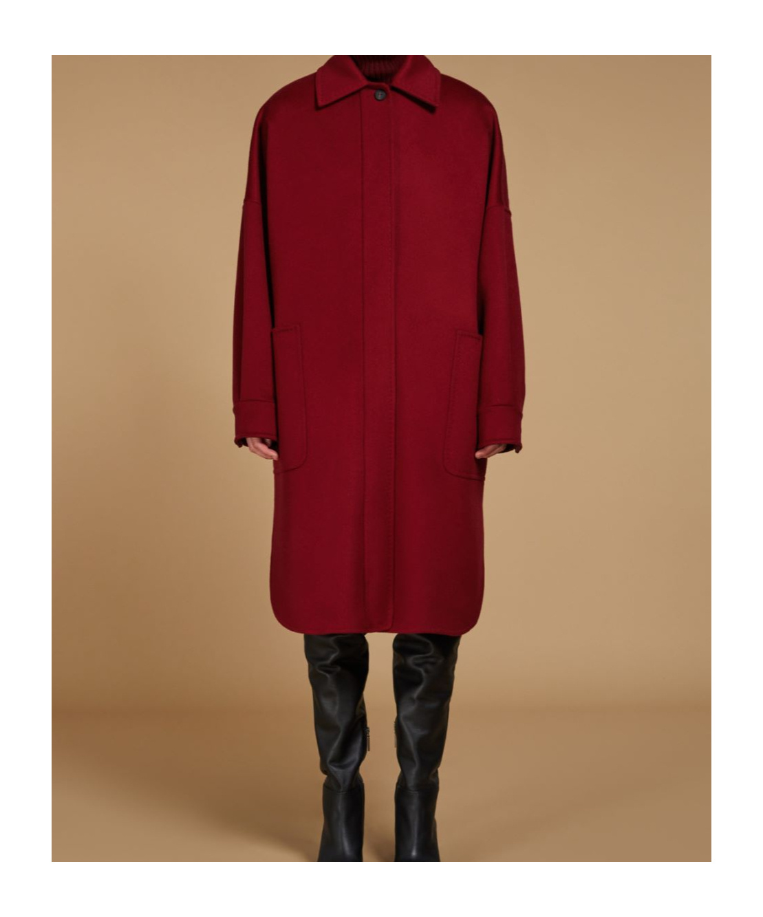 Max Mara Long-sleeved Cashmere Coat In Red