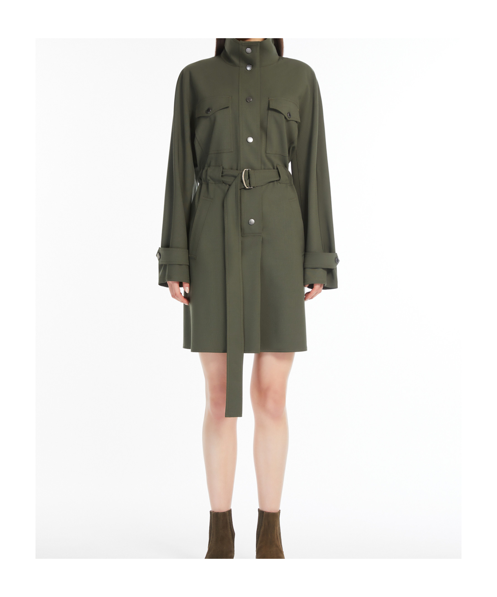 Weekend Max Mara Wool Gabardine Dress In Green
