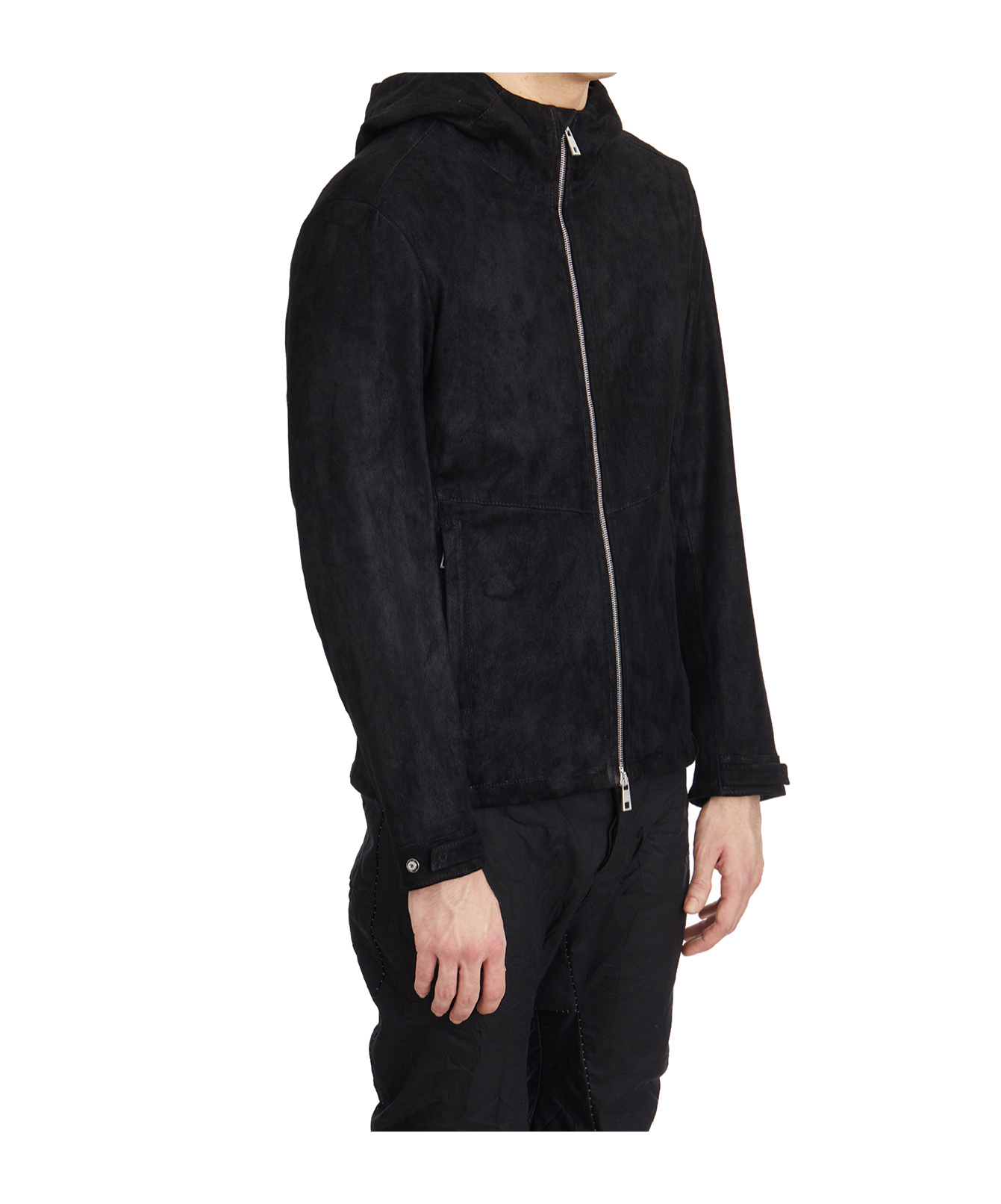 Giorgio Brato Leather Biker Jacket With Hood In Black