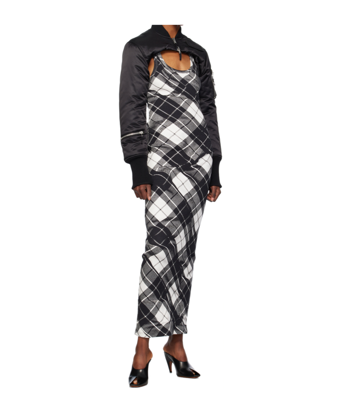 Jean Paul Gaultier Check Pattern Print Dress In Black