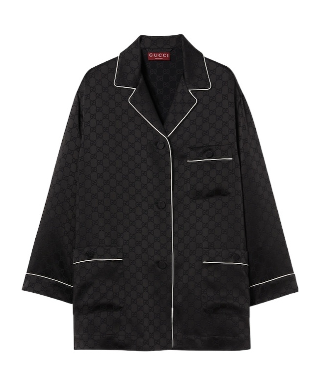 Gucci Monogram-jacquard Shirt In Black