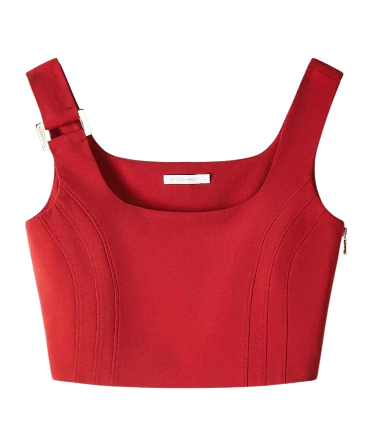 Patrizia Pepe Seamed-panel Zip-fastening Top In Red