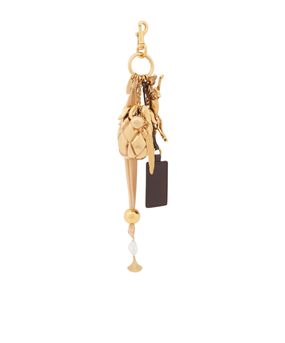 Chloé Giga Pineapple Leather Bag Charm In Nude
