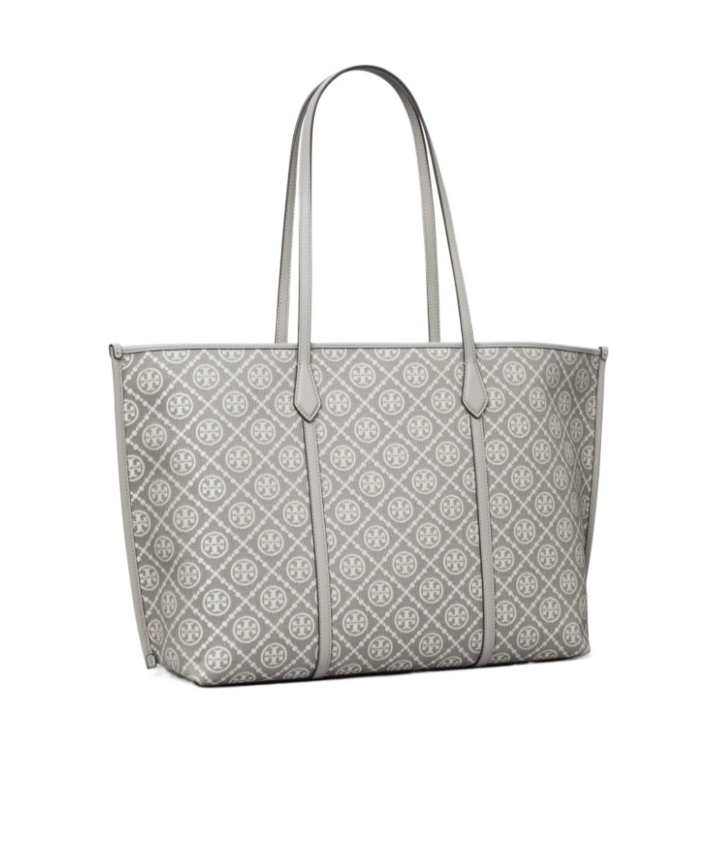 Tory Burch T-monogram Shopping Bag In Gray