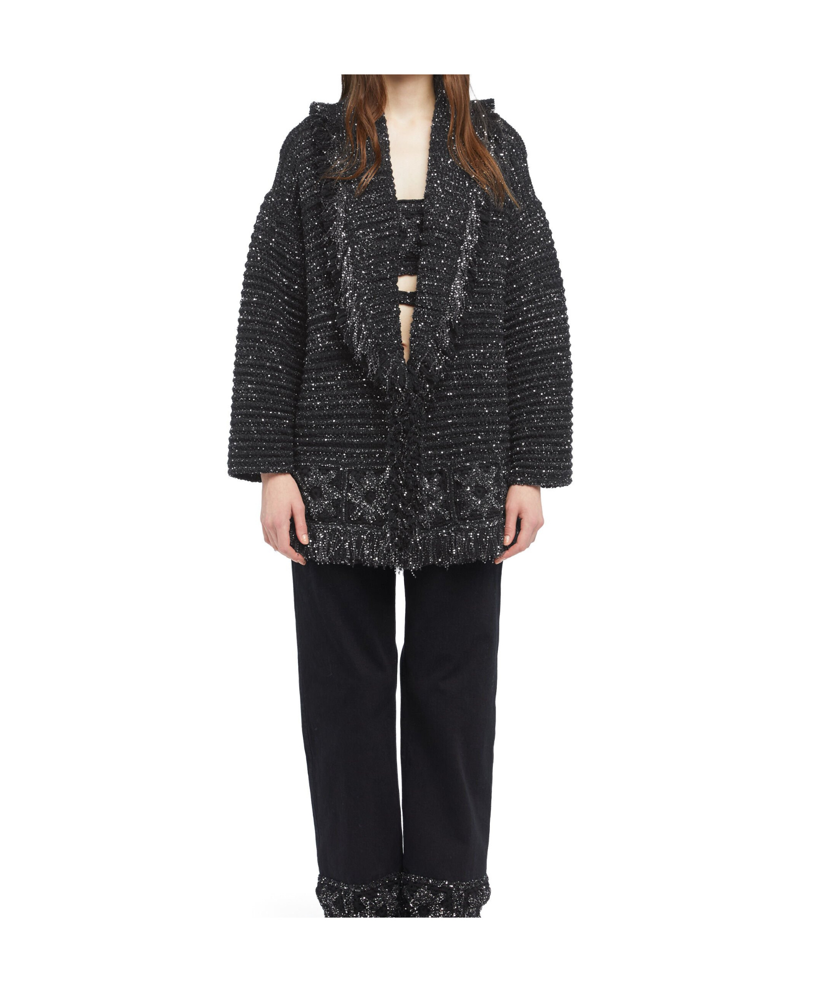 Alanui City Lights Fringed Sequin Cardigan In Multi