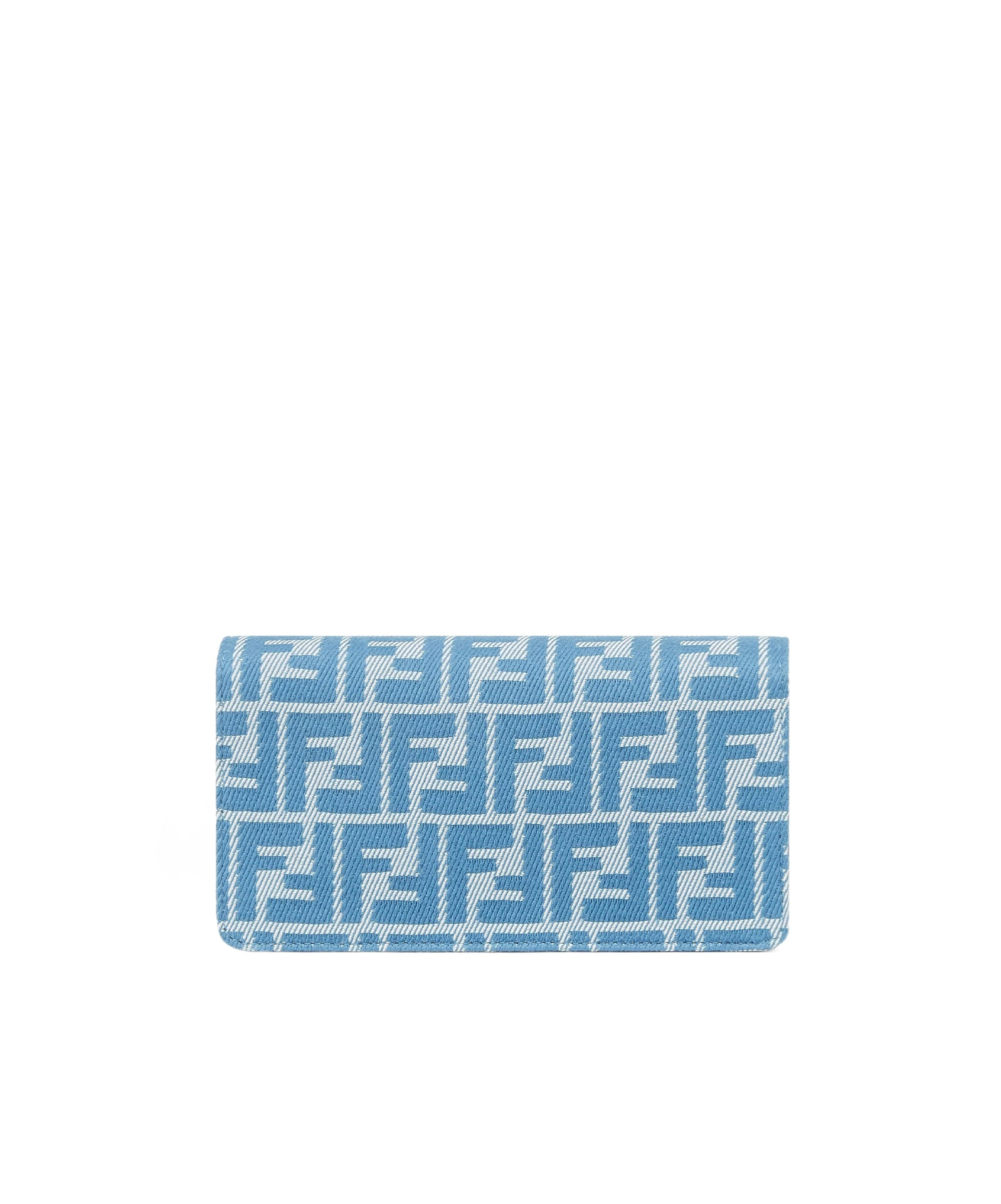 FENDI BLUE DENIM-EFFECT FF JACQUARD WALLET