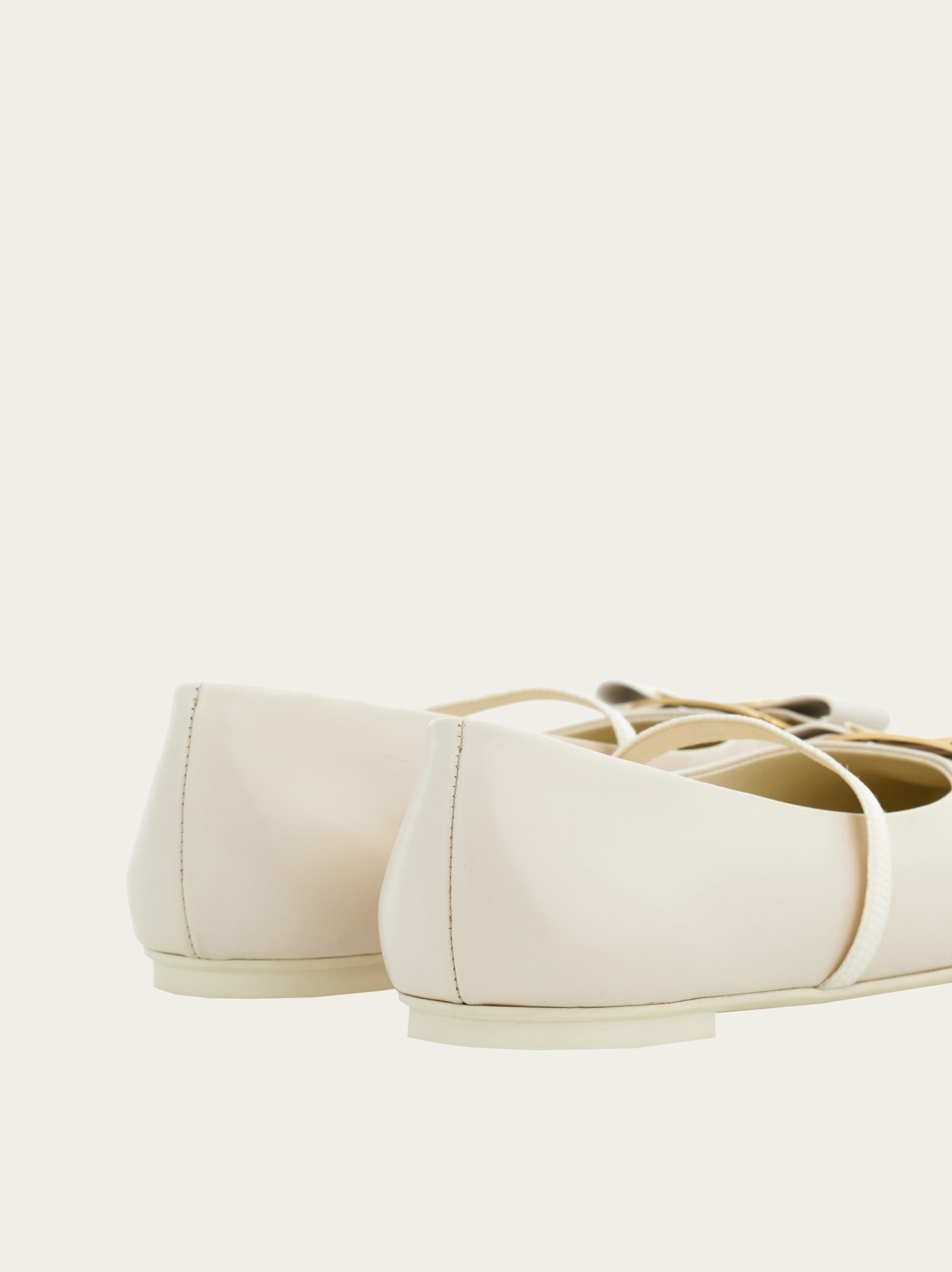 Ferragamo Woman Ballet Flats White Size 9 Leather In Nude