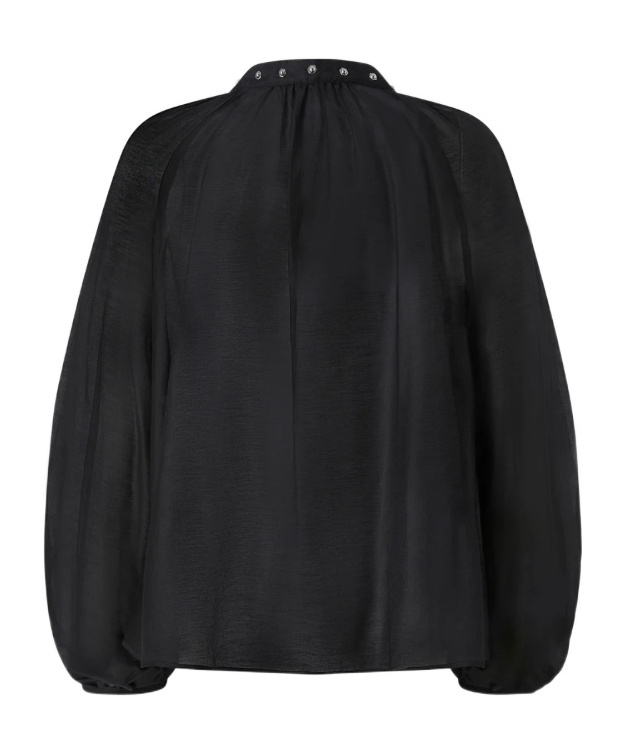 Pinko Silk Blend Blouse With Small Metal Studs In Black