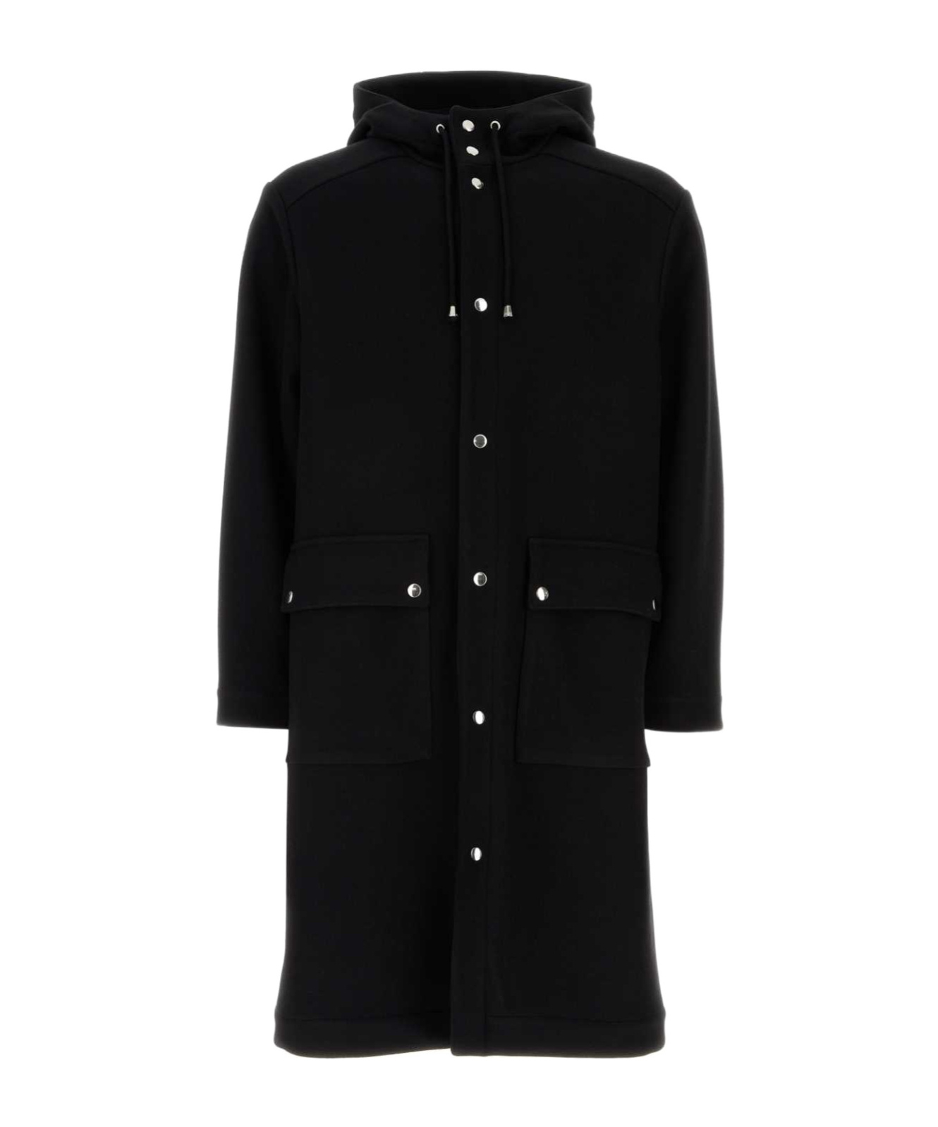 Aspesi Wool Blend Melton Loose Parka In Black