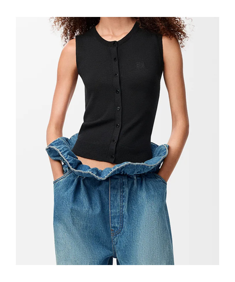 Loewe Vest In Cashmere And Silk In Black