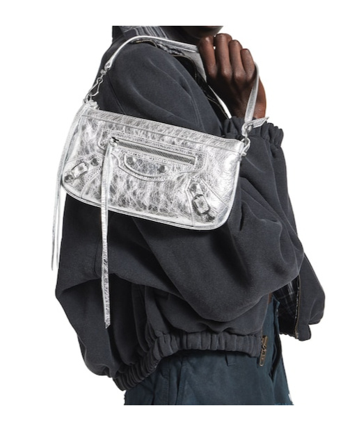 Balenciaga Women's Le City Pouch On Strap In Silver In Silver