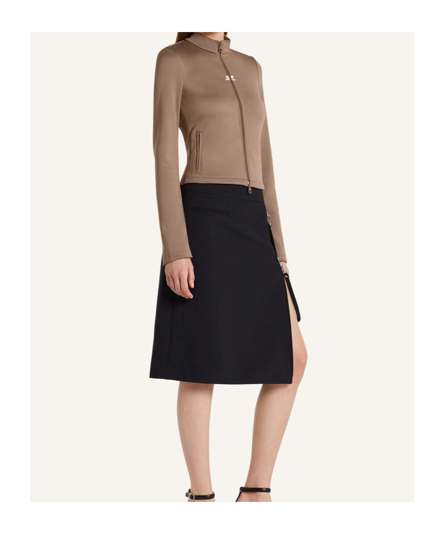 Courrèges Zip-up Cropped Jacket In Brown