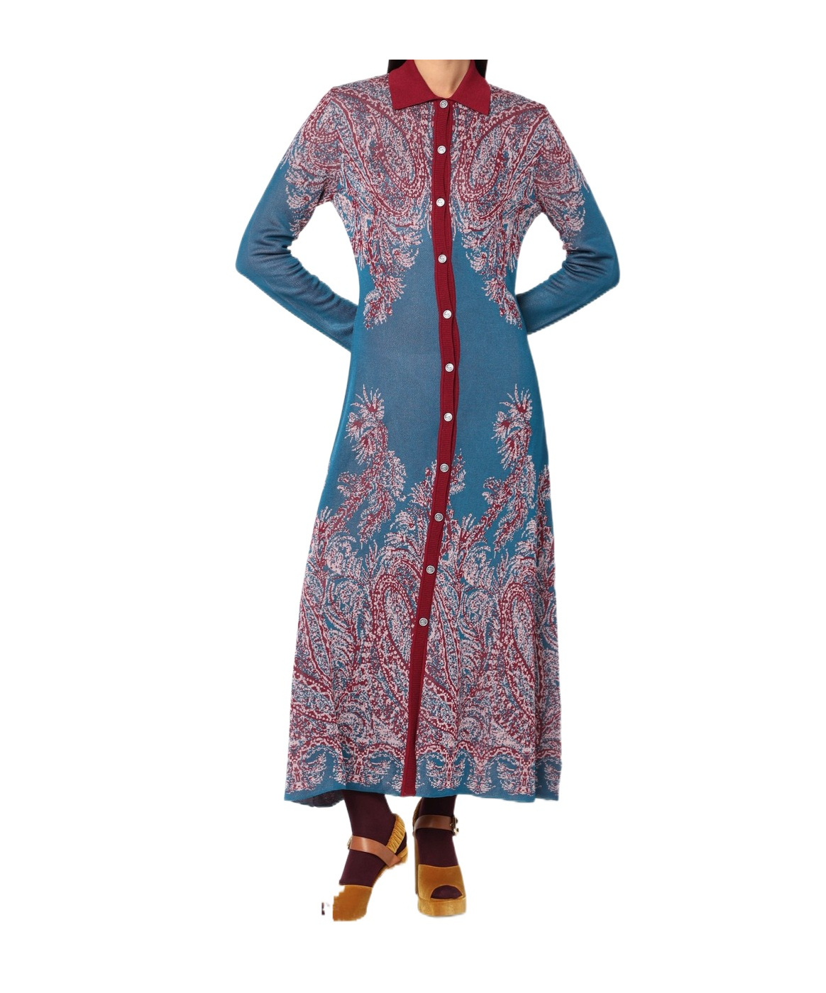 Etro Long Sleeve Maxi Length Paisley Pattern Dress In Multi