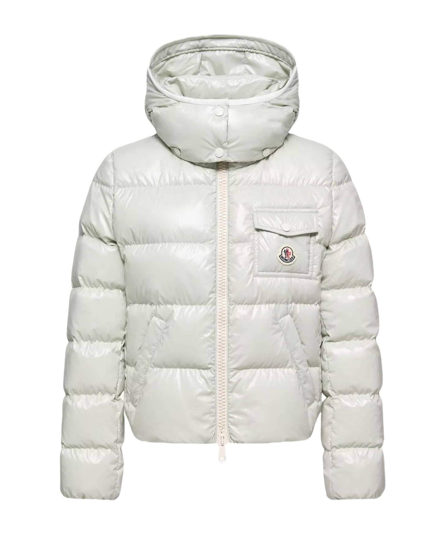Moncler Andro Hooded Short Down Jacket In Green