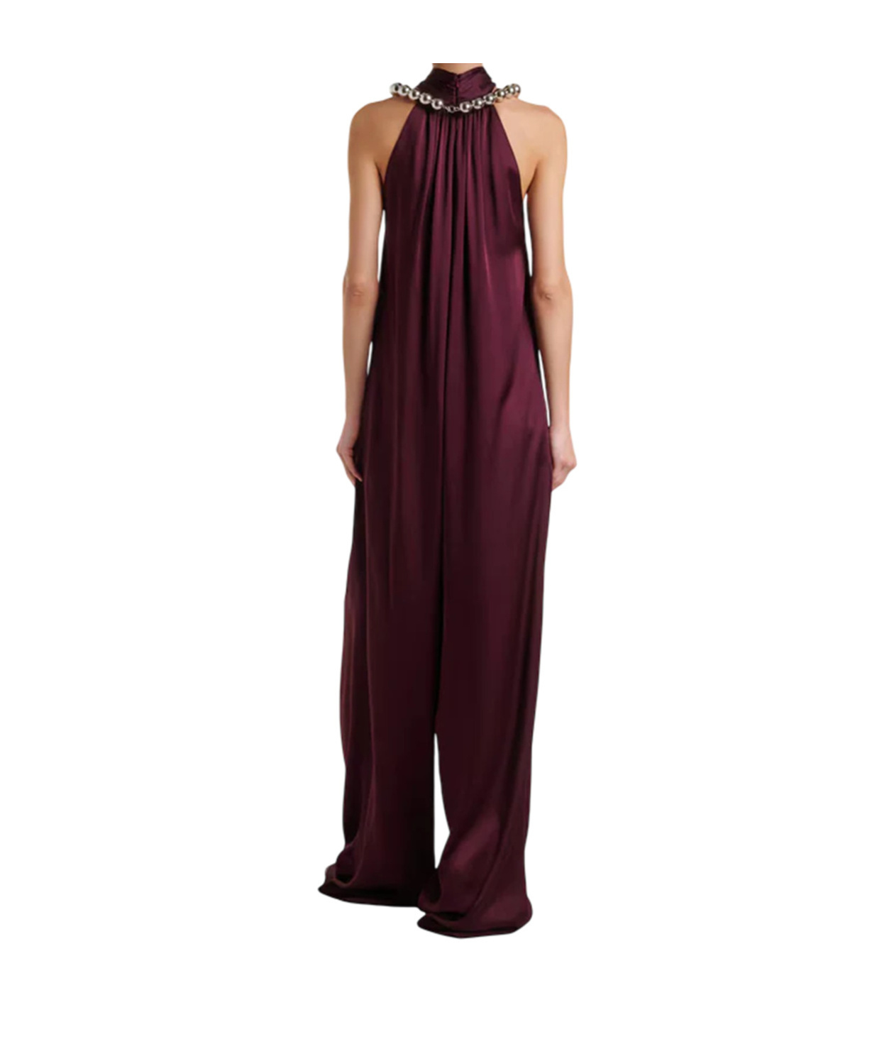 Stella Mccartney Womens Embellished Wide-leg Woven Jumpsuit Bordeaux In Burgundy