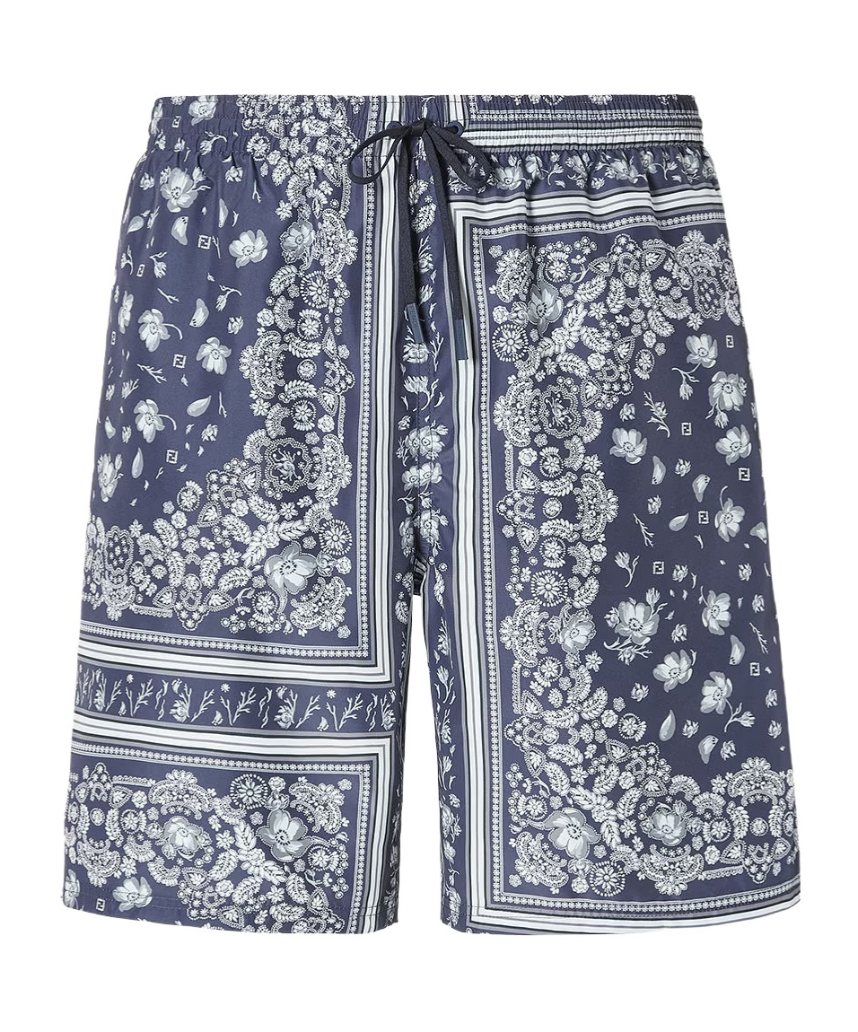 Fendi Blue Printed Nylon Shorts