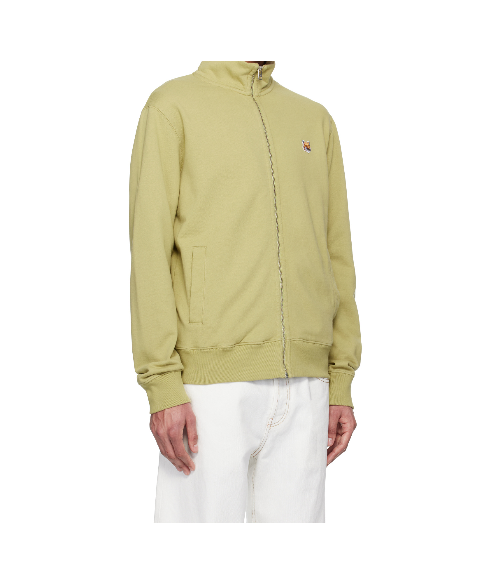 Maison Kitsuné Green Fox Head Patch Fullzip Regular Sweatshirt In Nude