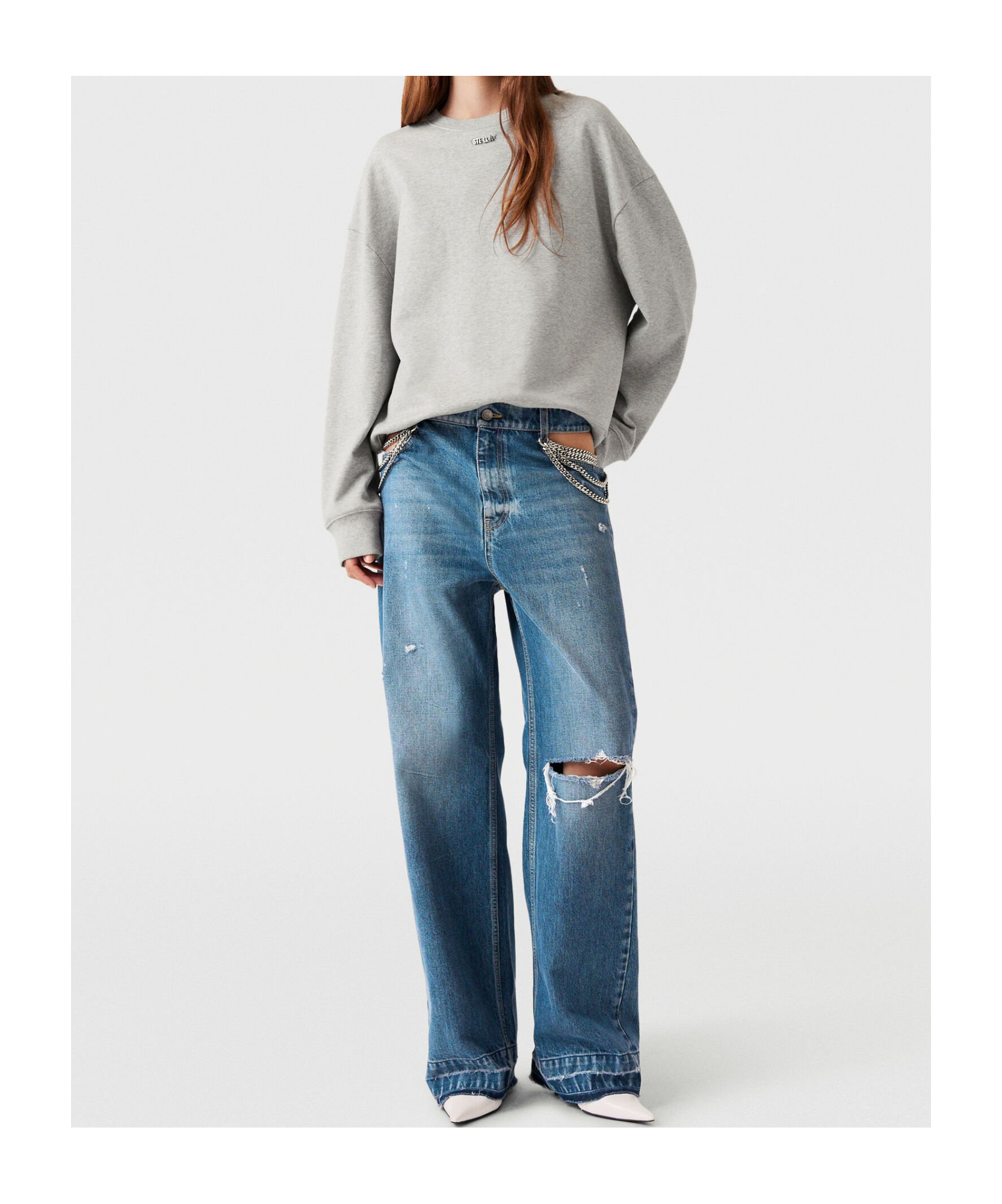 Stella Mccartney Round-collar Long-sleeve Hoodie In White