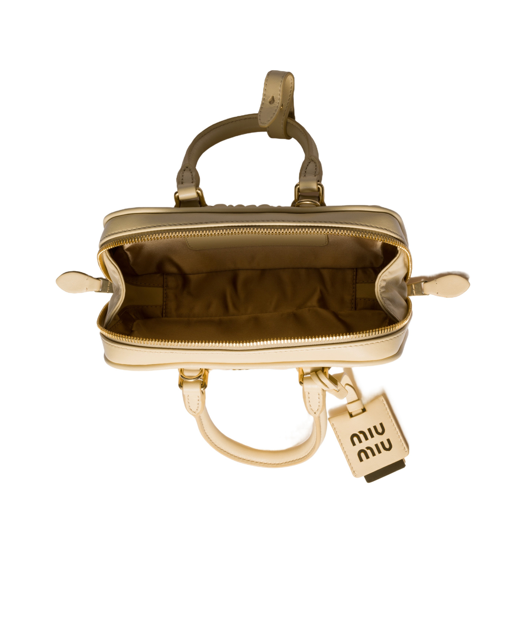 Miu Miu Arcadie Leather Handbag In Nude