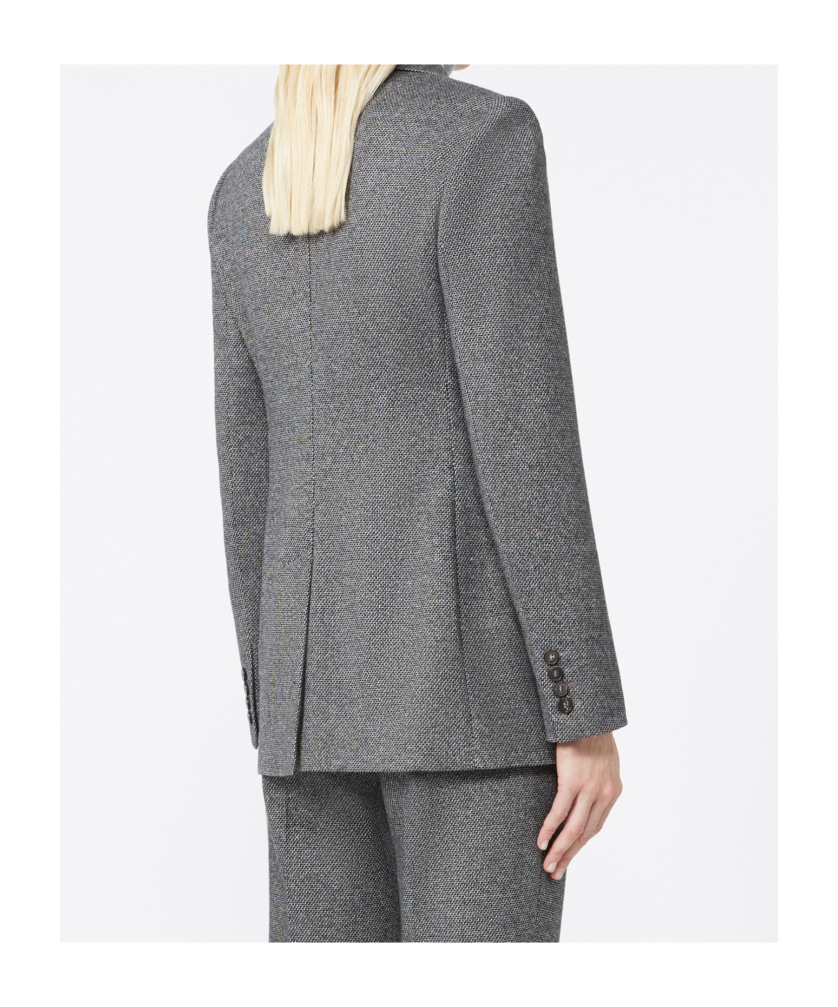 Max Mara Double-breasted Charcoal Grey Wool Blend Jacket In Brown