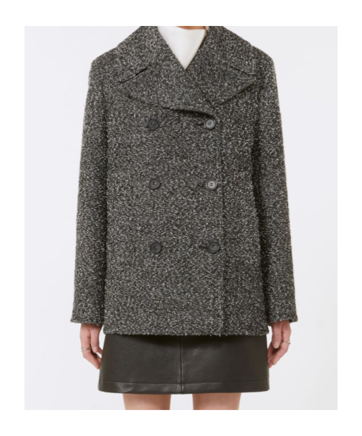 Sportmax Double-breasted Wool Heavy Jacket - Black In Gray