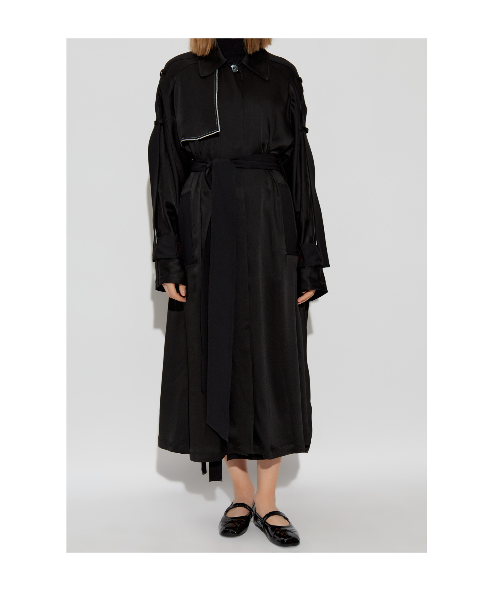 Shop Victoria Beckham Contrast-trim Trench Coat In Black