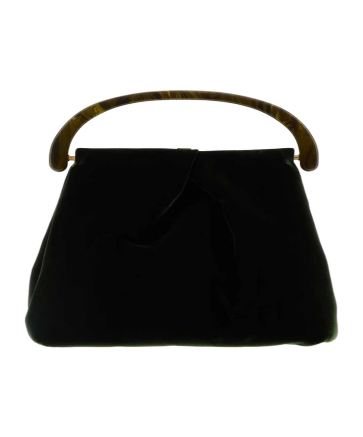 Dries Van Noten Structured Handbag With Top Handle And Velvet In Brown