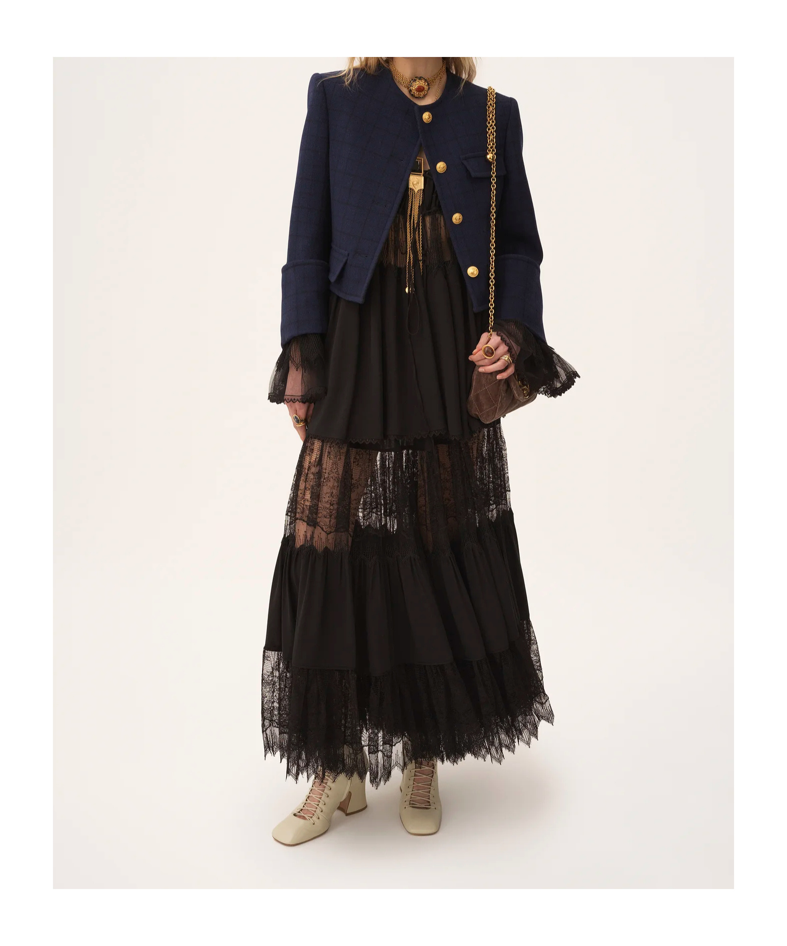 Chloé Chloe Lace-embellished Silk-chiffon Maxi Skirt In Black