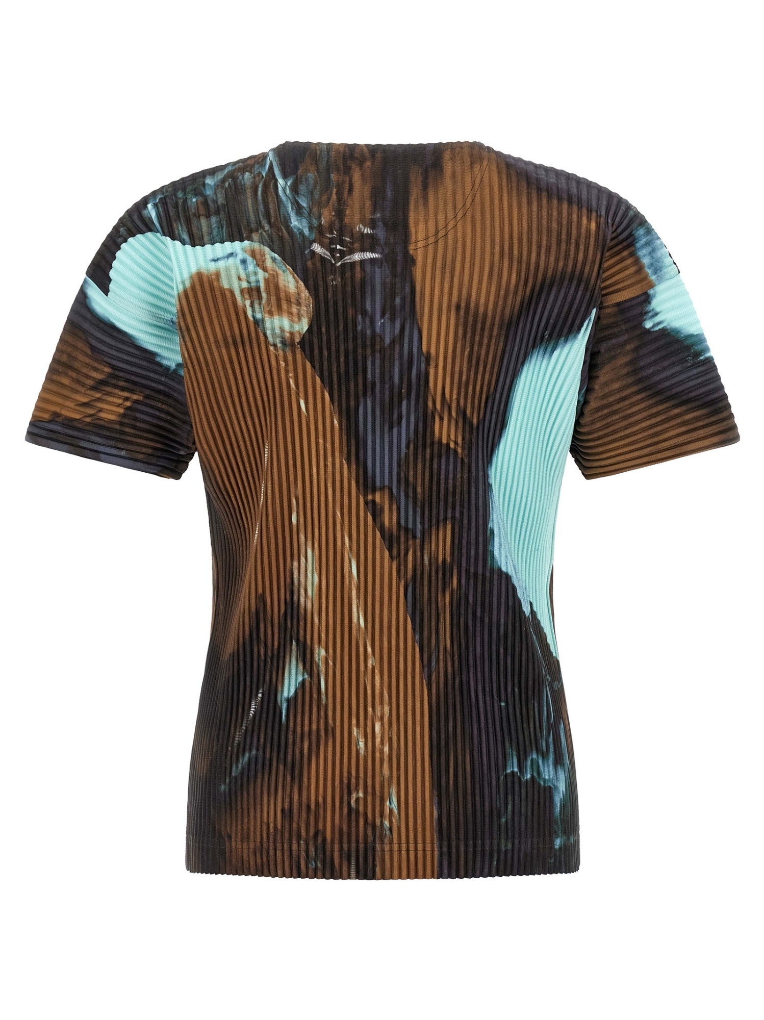 Issey Miyake Ns Brown Agate Pleated Knitted T-shirt In Multi