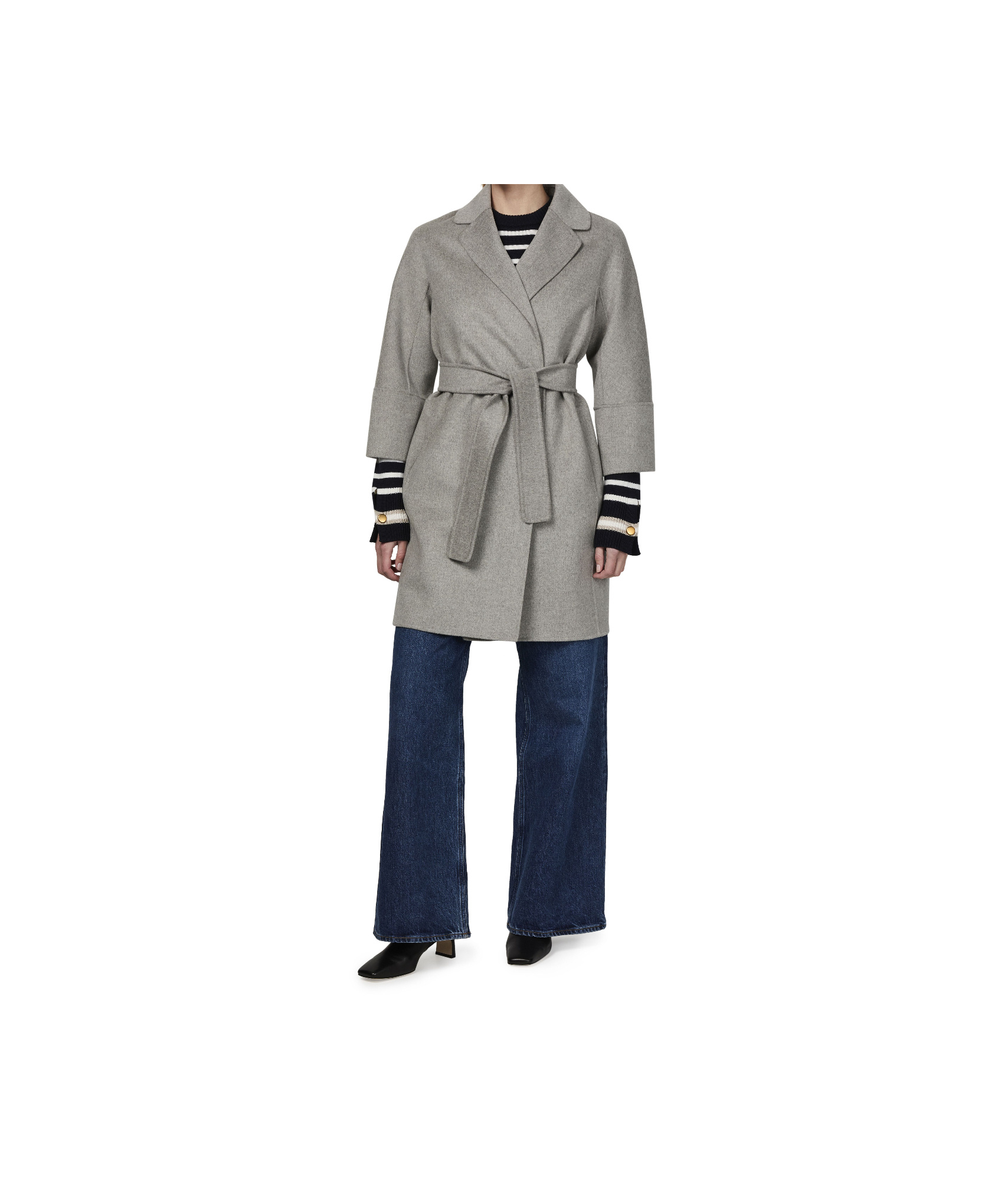 Max Mara Arona Belted Coat In Gray