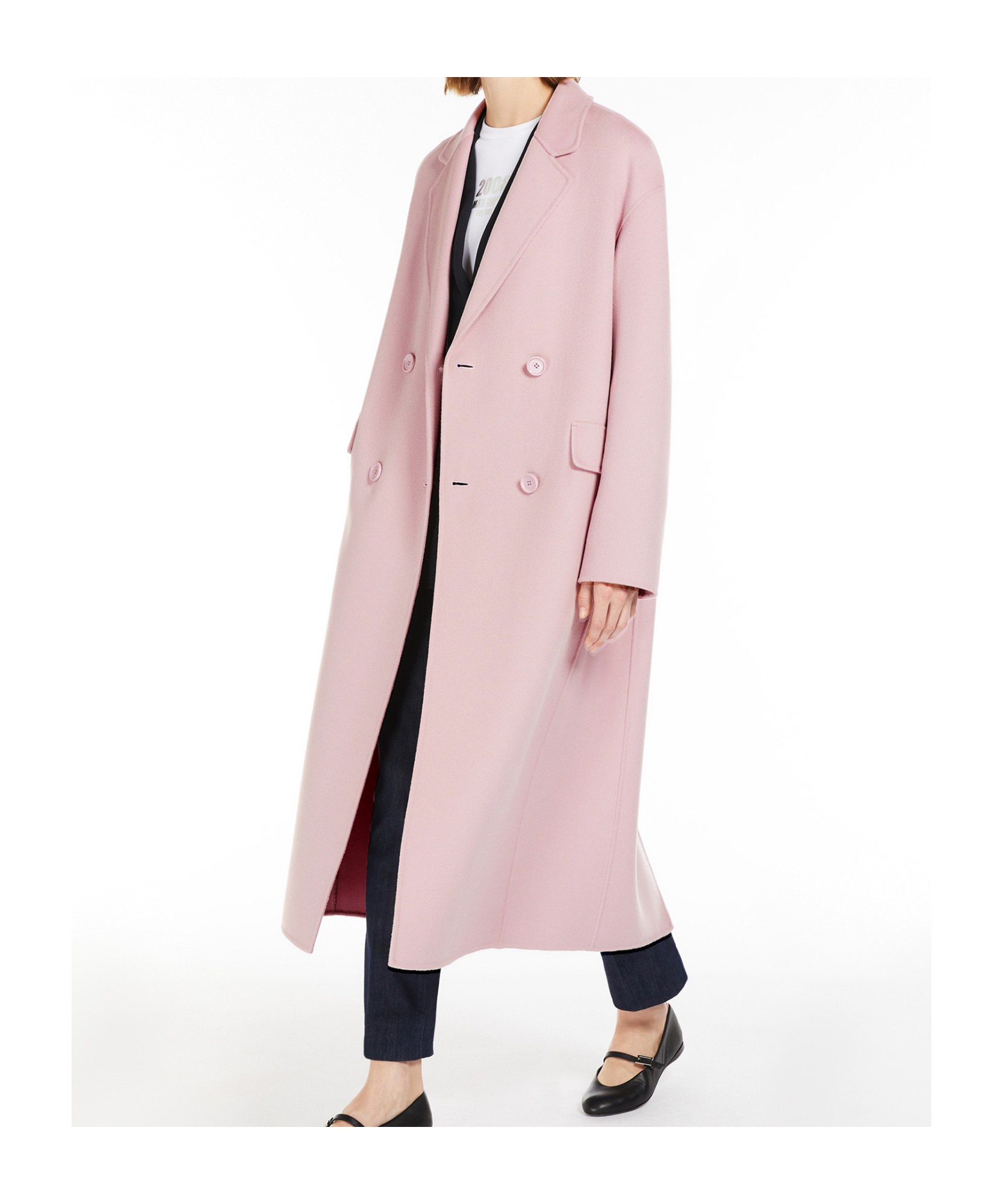 Max Mara Lapel Long-sleeved Coat In Pink
