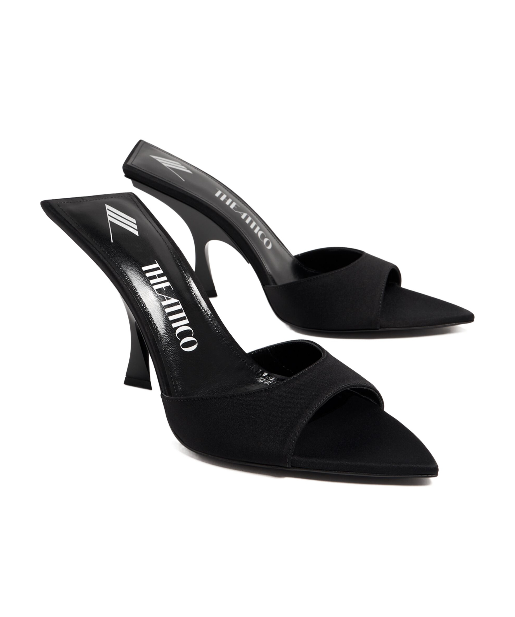 Attico Pointed High-heeled Sandals In Black