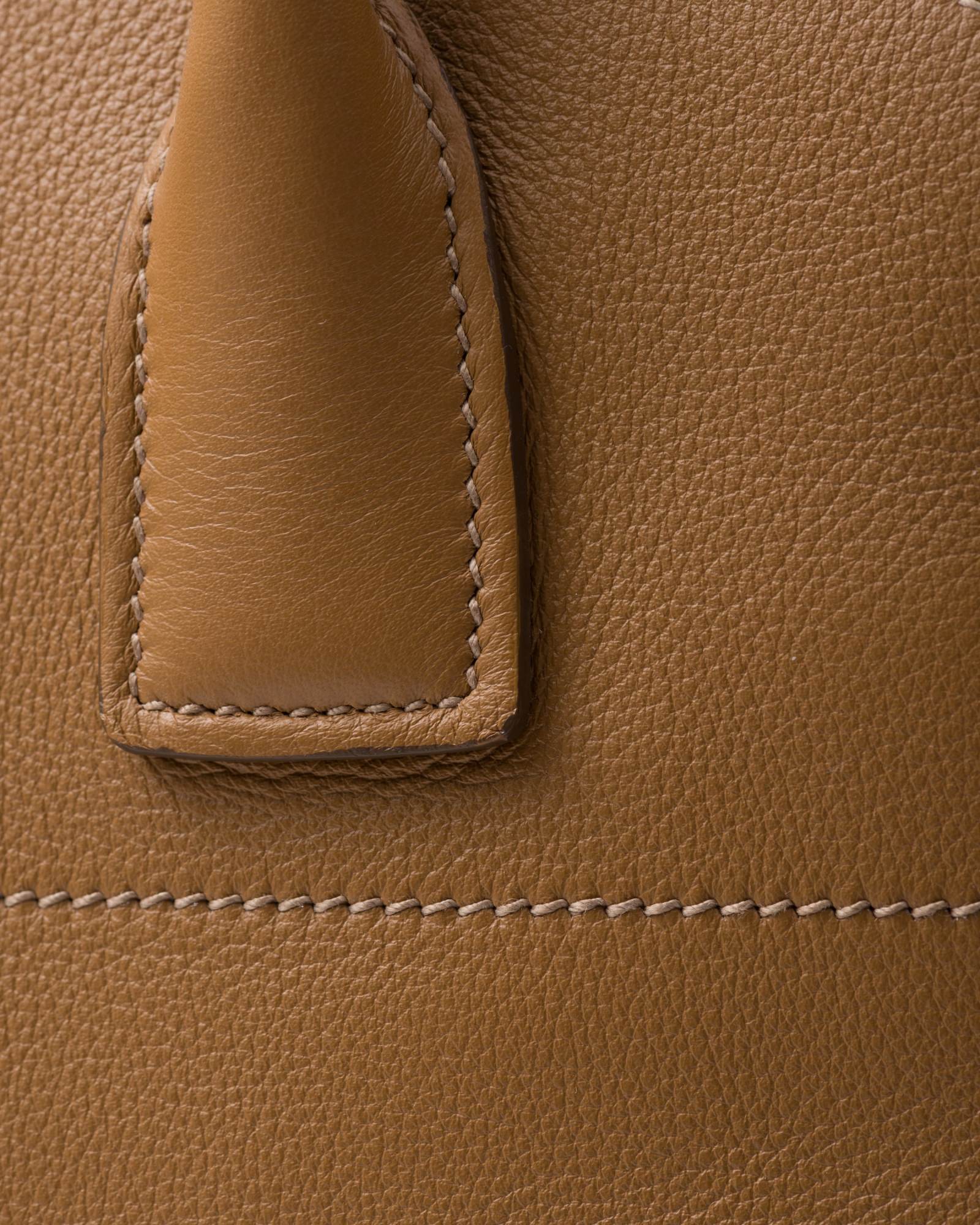 Prada Medium Leather Tote Bag In Brown