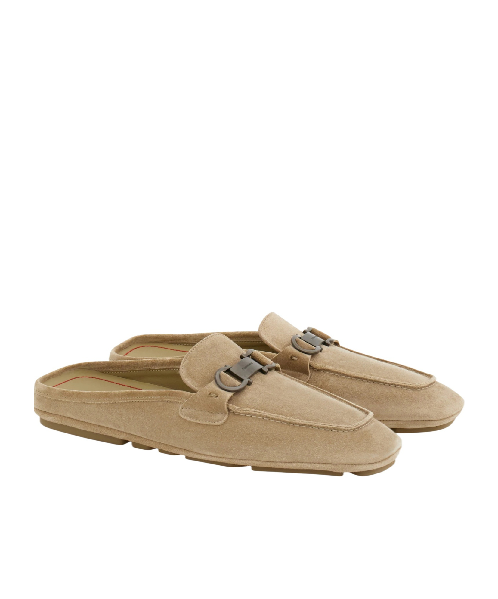 Ferragamo Loafer Mule With Gancini Ornament In Brown
