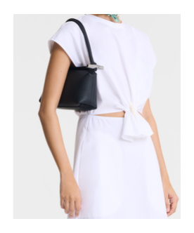 Longchamp Shoulder Bag Rectangular Shape Textured Surface Handle In Black
